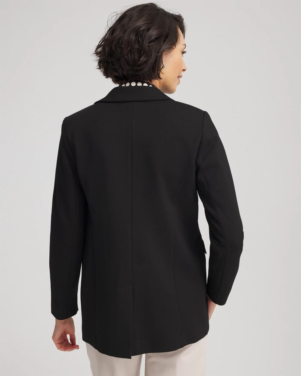 Chico's Ponte Double-Breasted Knit Blazer Black