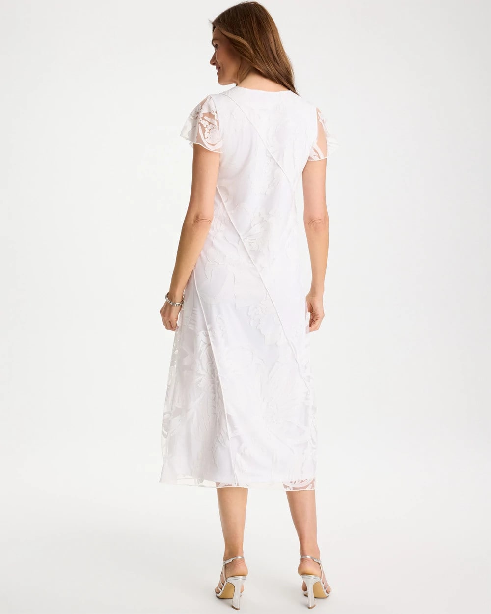 Chico's Knit Burnout Floral Dress Alabaster
