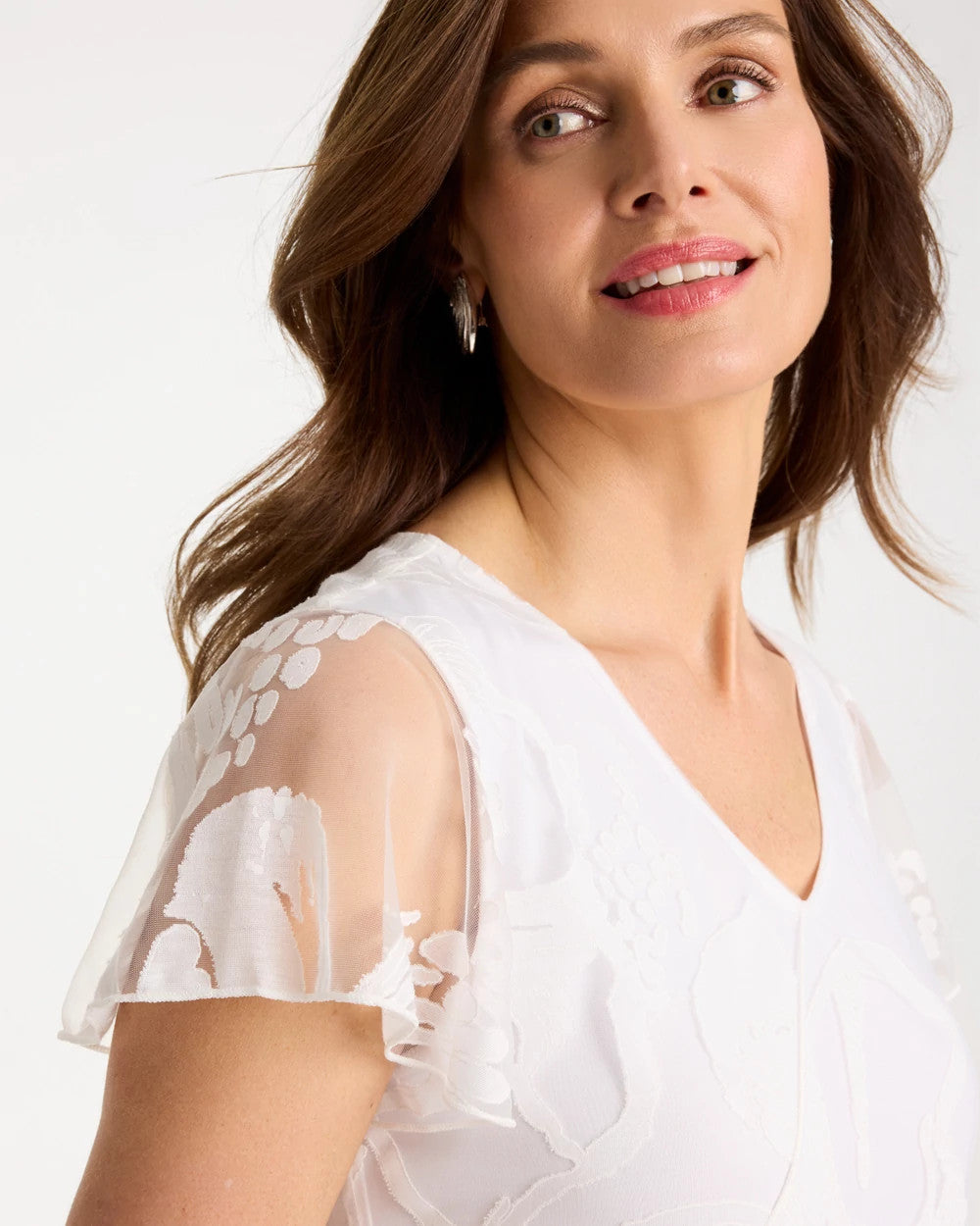 Chico's Knit Burnout Floral Dress Alabaster