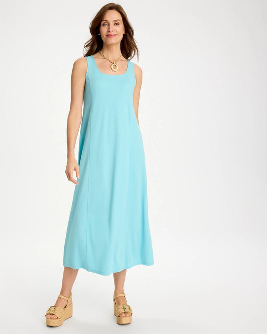 Chico's Ponte Seamed Maxi Dress Bondi Blue