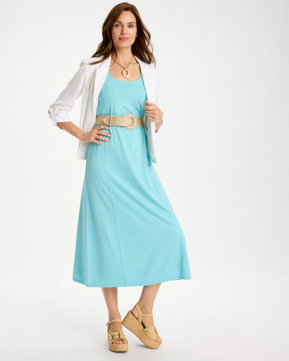 Chico's Ponte Seamed Maxi Dress Bondi Blue