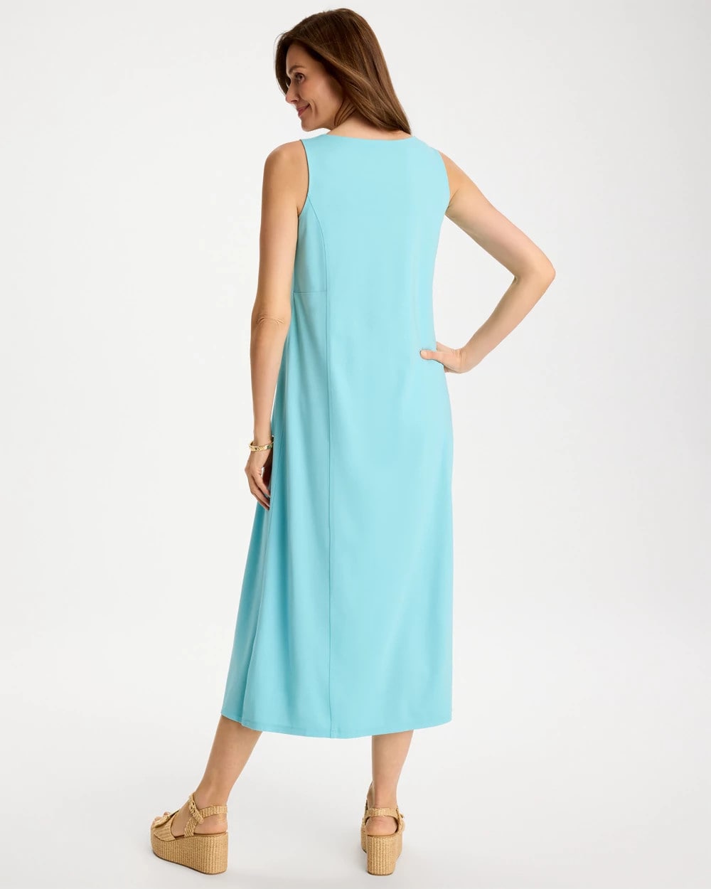 Chico's Ponte Seamed Maxi Dress Bondi Blue