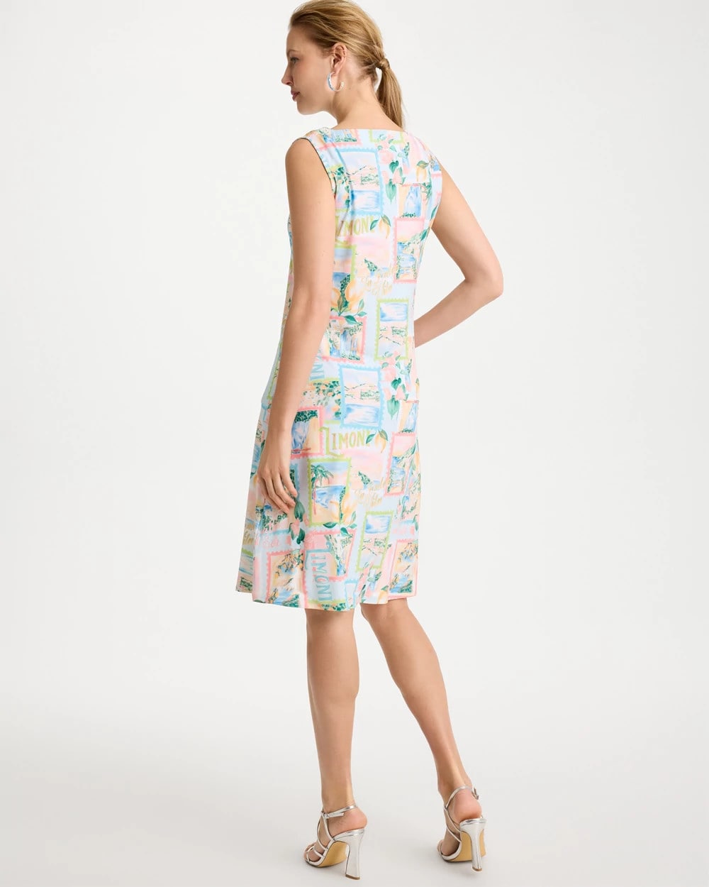 Chico's Jersey Knit Positano Shift Dress Bondi Blue