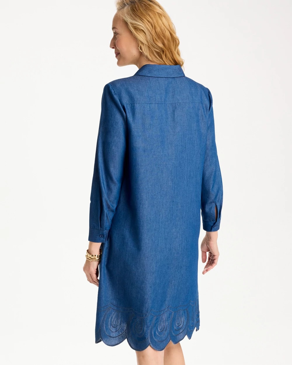 Chico's Denim Embroidered Dress Indigo