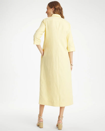 Chico's Embellished Linen-Cotton Shirtdress Golden Haze