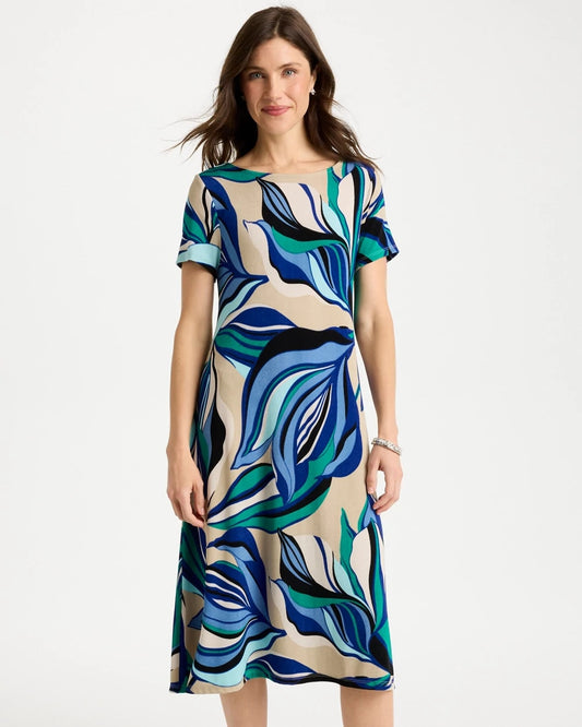 Chico's Travelers™ Marble Flora Swing Dress Rich Cobalt