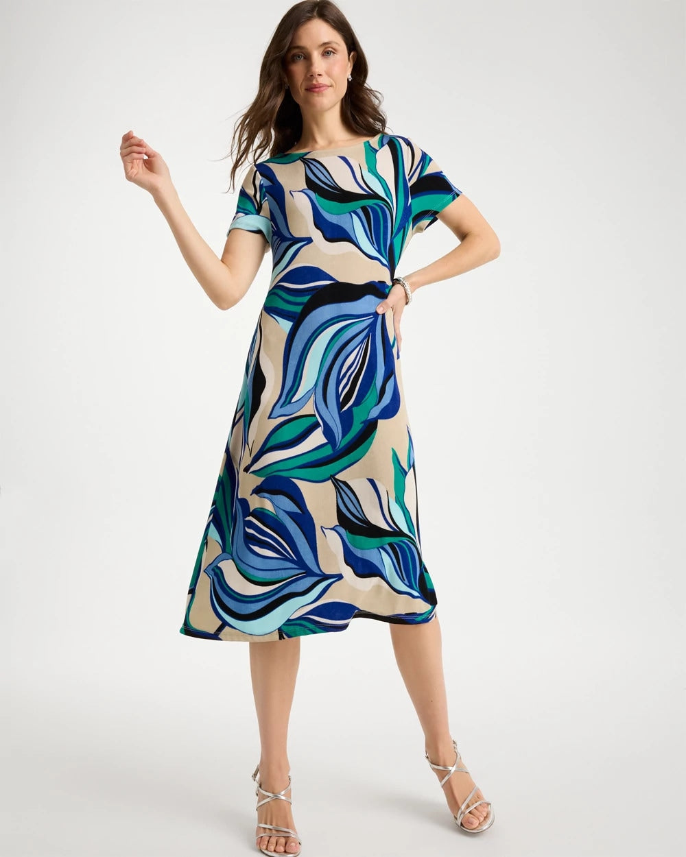 Chico's Travelers™ Marble Flora Swing Dress Rich Cobalt