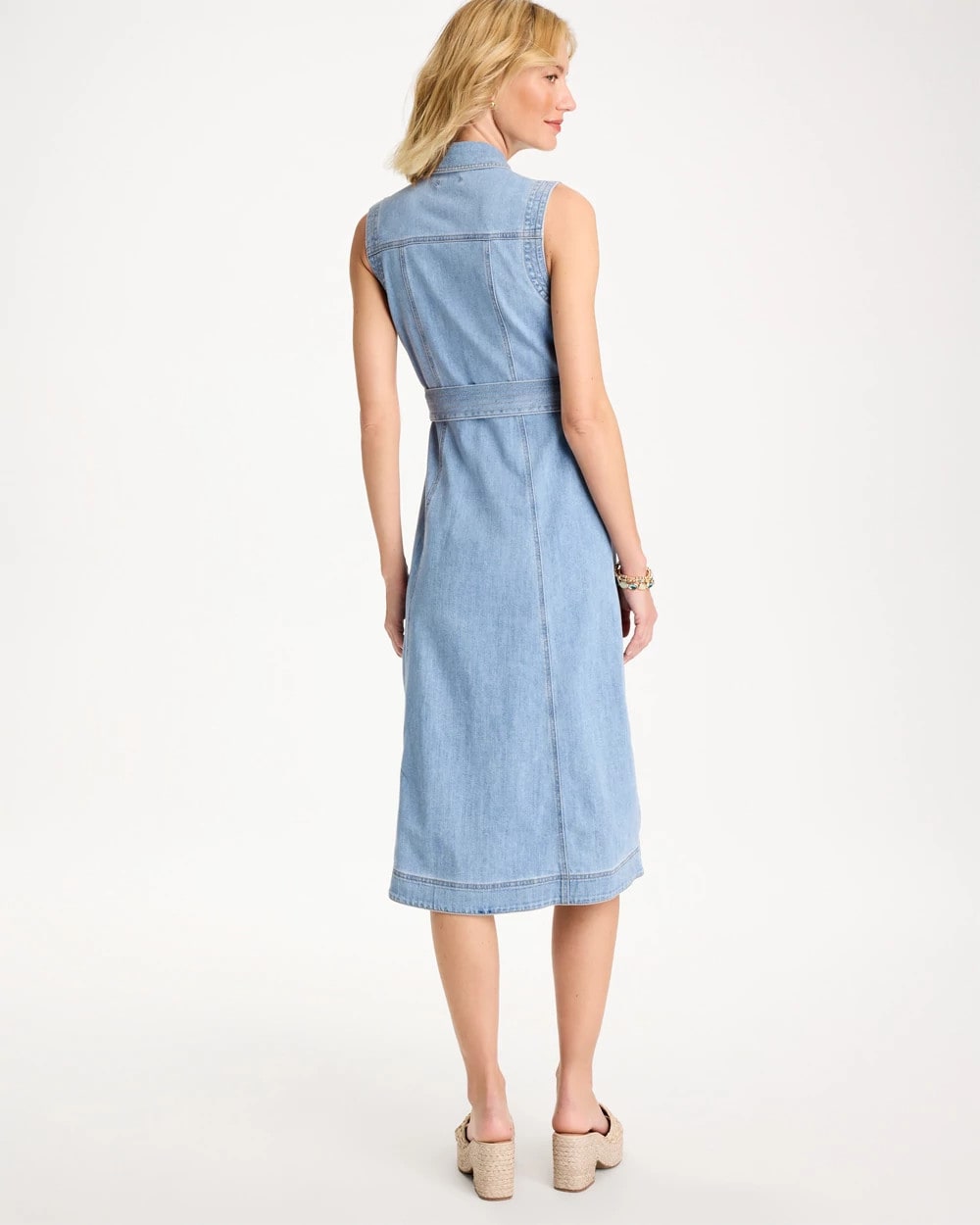 Chico's Sleeveless Denim Dress Medium Indigo Wash