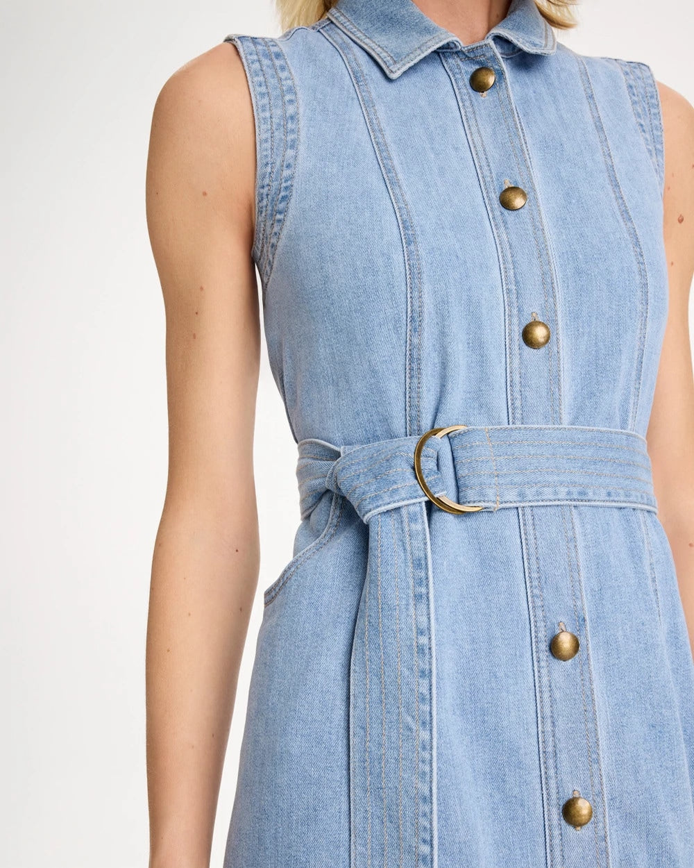 Chico's Sleeveless Denim Dress Medium Indigo Wash