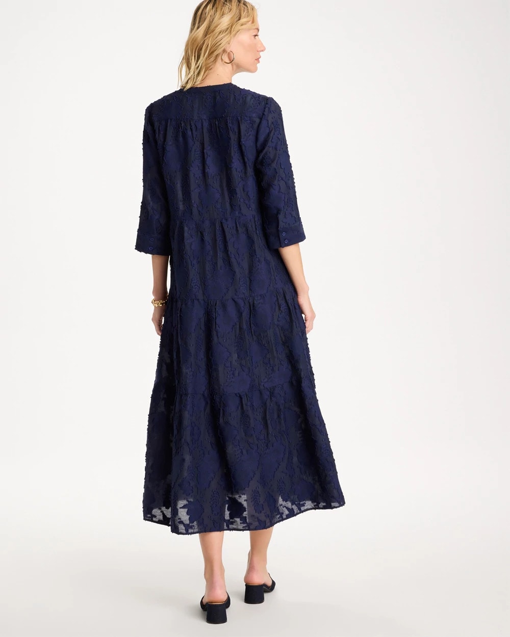 Chico's Tiered Lace Dress Passport Blue