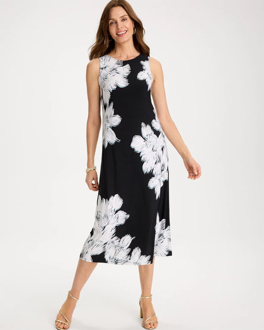 Chico's Travelers™ Knit Abstract Floral Swing Dress Black