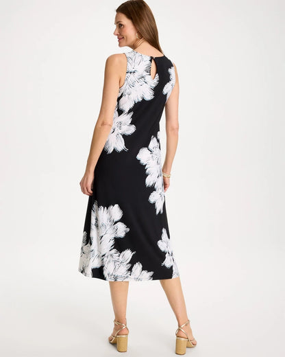 Chico's Travelers™ Knit Abstract Floral Swing Dress Black