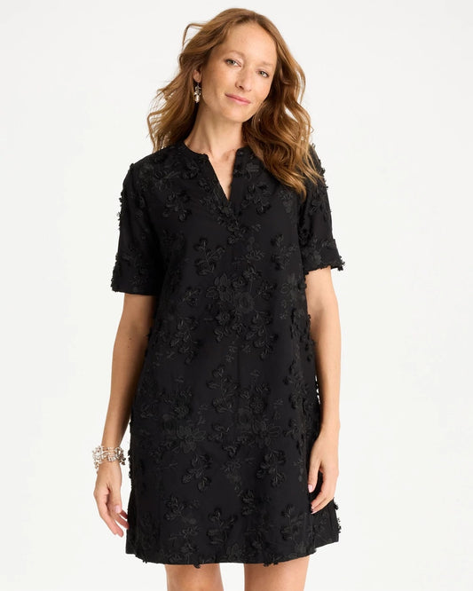 Chico's 3D Floral Dress Black