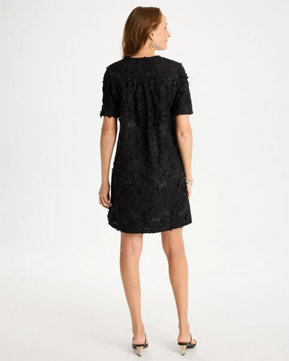 Chico's 3D Floral Dress Black