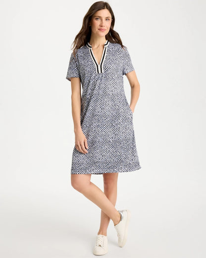 Chico's Zenergy® UPF Crochet Contrast Trim Dress Blue Muse