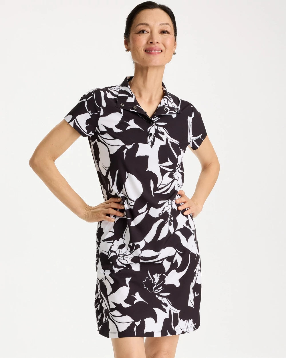 Chico's Zenergy® UPF Floral Nights Bungee Dress Black