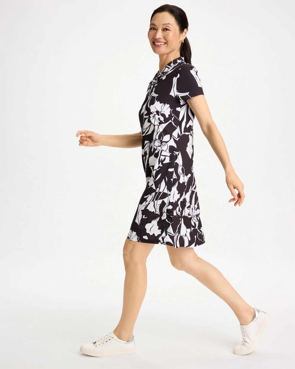 Chico's Zenergy® UPF Floral Nights Bungee Dress Black