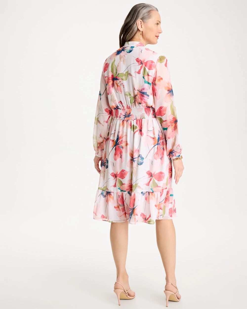 Chico's Georgette Trapunto Pullover Dress Calypso Coral