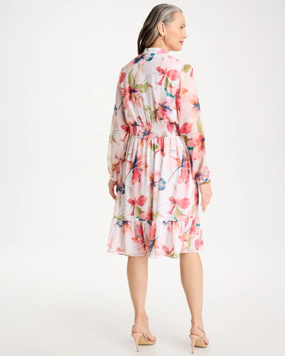 Chico's Georgette Trapunto Pullover Dress Calypso Coral