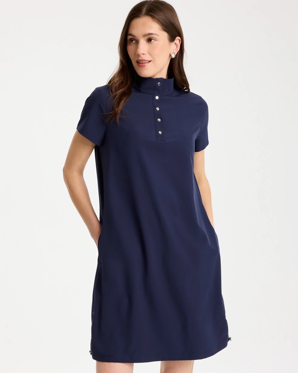 Chico's Zenergy® UPF Mockneck Bungee Dress Passport Blue
