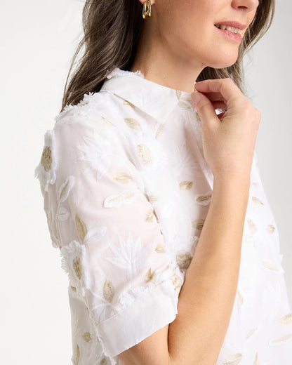 Chico's 3D Floral Embroidered Dress Alabaster