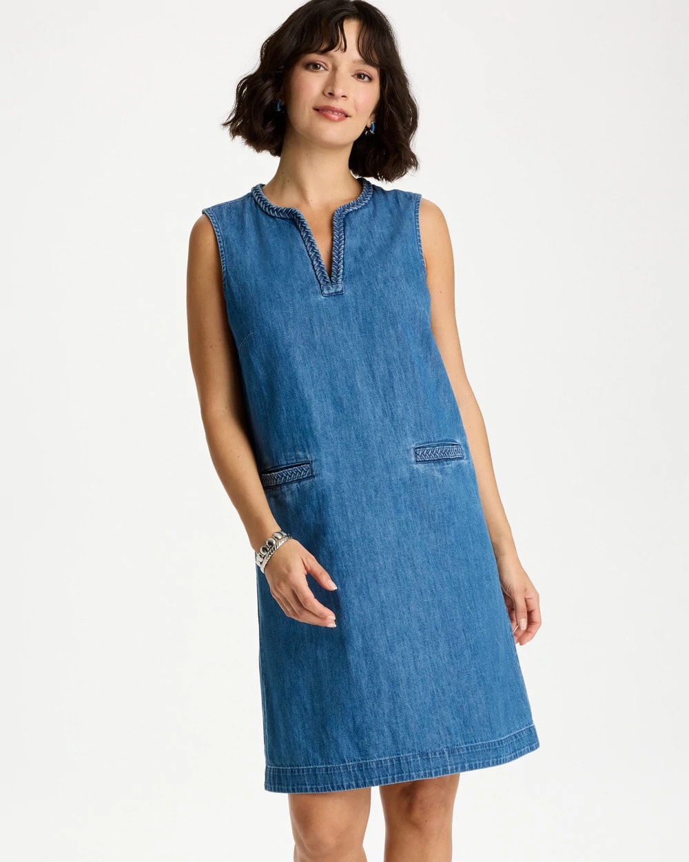 Chico's Denim Braided Dress Indigo