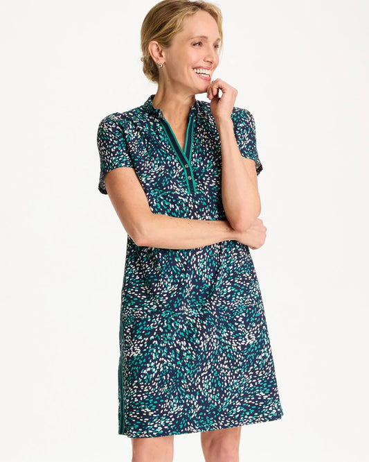 Chico's Zenergy® UPF Contrast Trim Dress Topanga Green