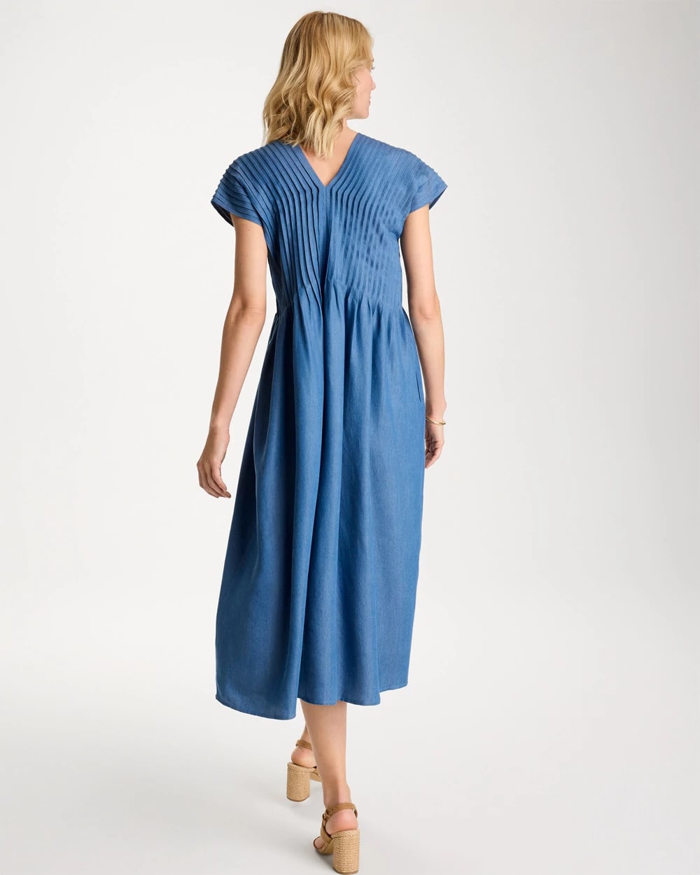 Chico's Denim Popover Midi Dress Indigo