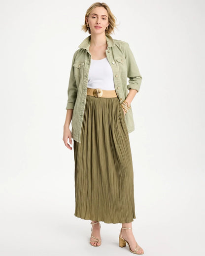 Chico's Sea Island Pull-On Maxi Skirt Lichen