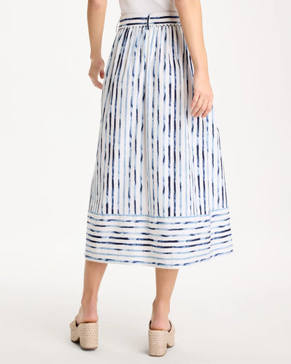 Chico's Palermo Striped Tie-Front Skirt Passport Blue