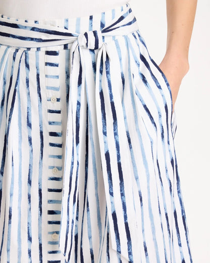 Chico's Palermo Striped Tie-Front Skirt Passport Blue