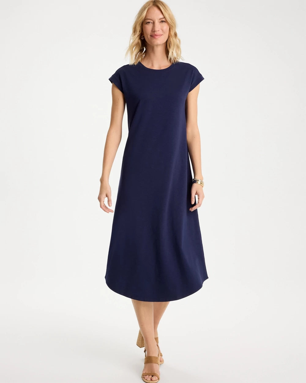Chico's Soft-Stretch Cotton Slub Dress Passport Blue