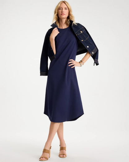 Chico's Soft-Stretch Cotton Slub Dress Passport Blue