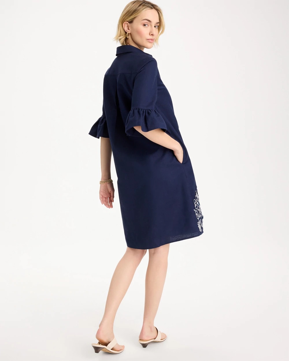 Chico's 3D Applique Dress Passport Blue