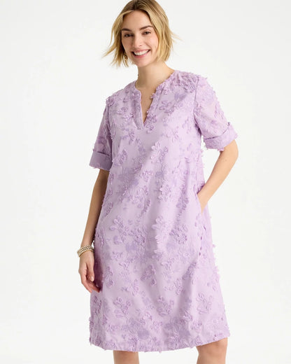 Chico's 3D Floral Dress Orchid Mist