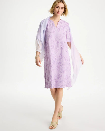 Chico's 3D Floral Dress Orchid Mist
