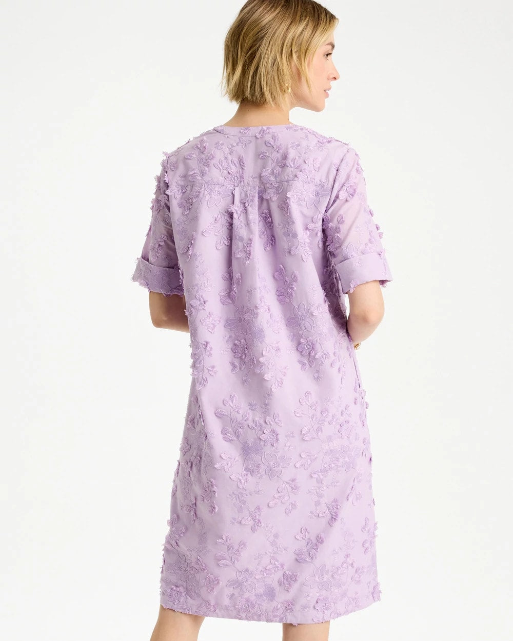 Chico's 3D Floral Dress Orchid Mist