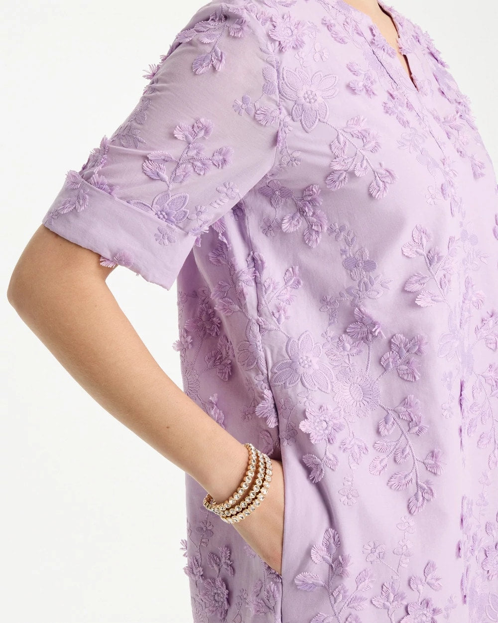 Chico's 3D Floral Dress Orchid Mist