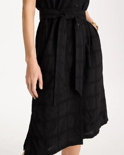 Chico's Embroidered Cotton Shirtdress Black