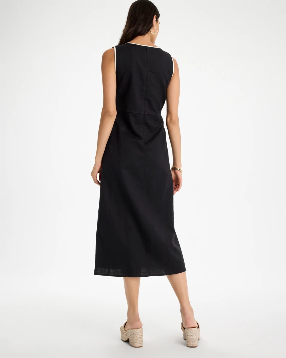 Chico's Sleeveless Surplice Linen Dress Black
