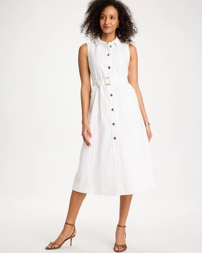 Chico's Denim Sleeveless Shirtdress Alabaster
