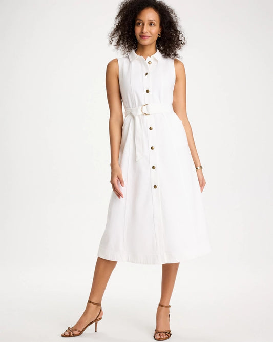 Chico's Denim Sleeveless Shirtdress Alabaster