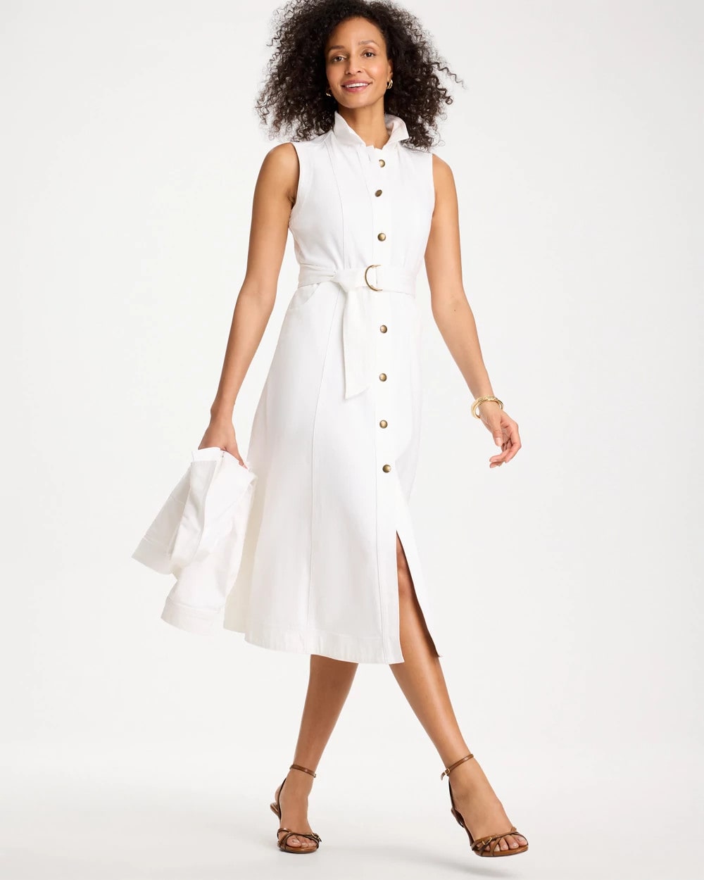 Chico's Denim Sleeveless Shirtdress Alabaster