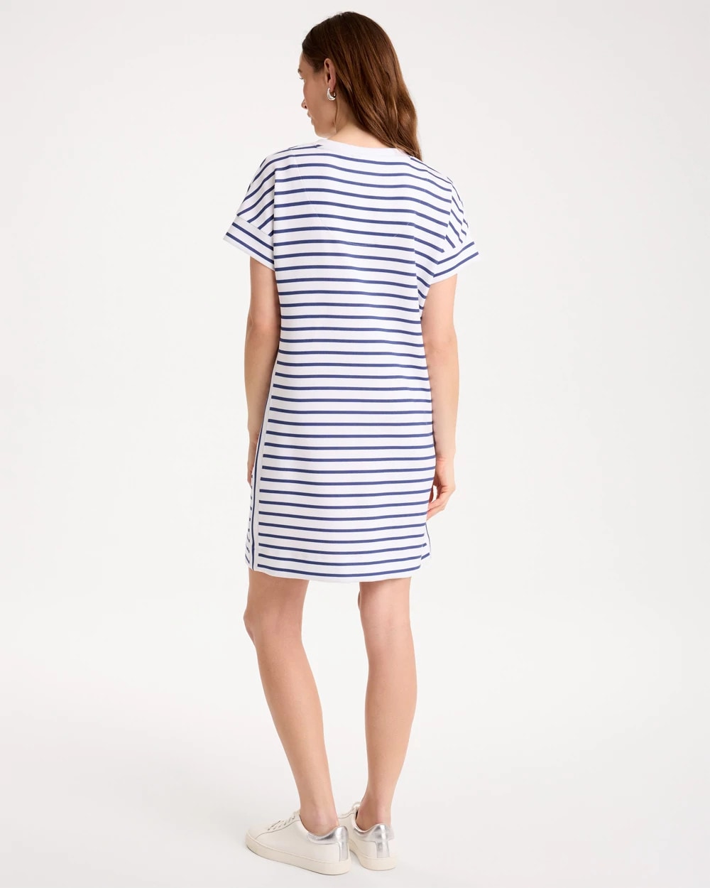 Chico's Zenergy® Soft Striped Contrast Dress Starlit Navy