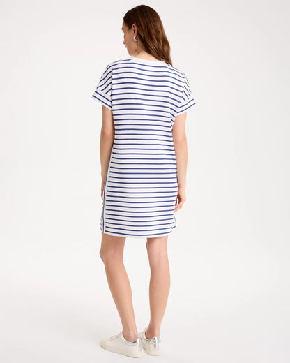 Chico's Zenergy® Soft Striped Contrast Dress Starlit Navy