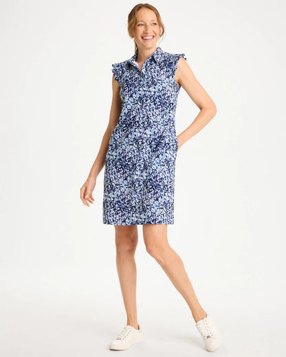 Chico's Zenergy® UPF Ruffle Dress Amparo Blue