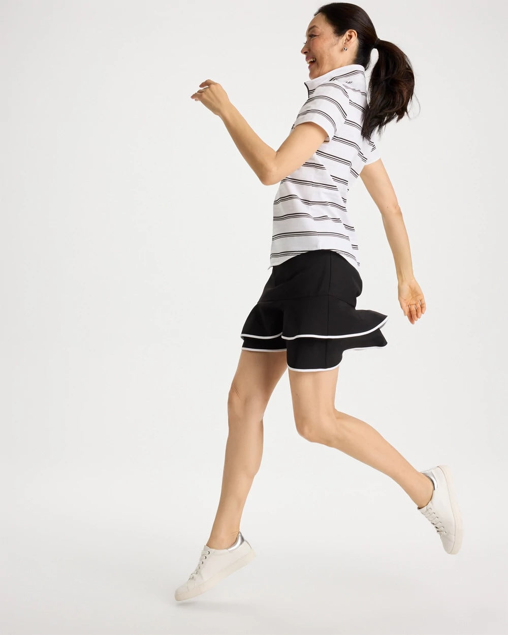 Chico's Zenergy® UPF Contrast Tulip Hem Skort Black