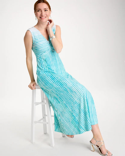 Chico's Ombre Coastal Striped Knit Dress Bondi Blue