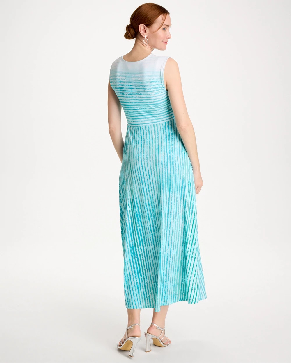 Chico's Ombre Coastal Striped Knit Dress Bondi Blue
