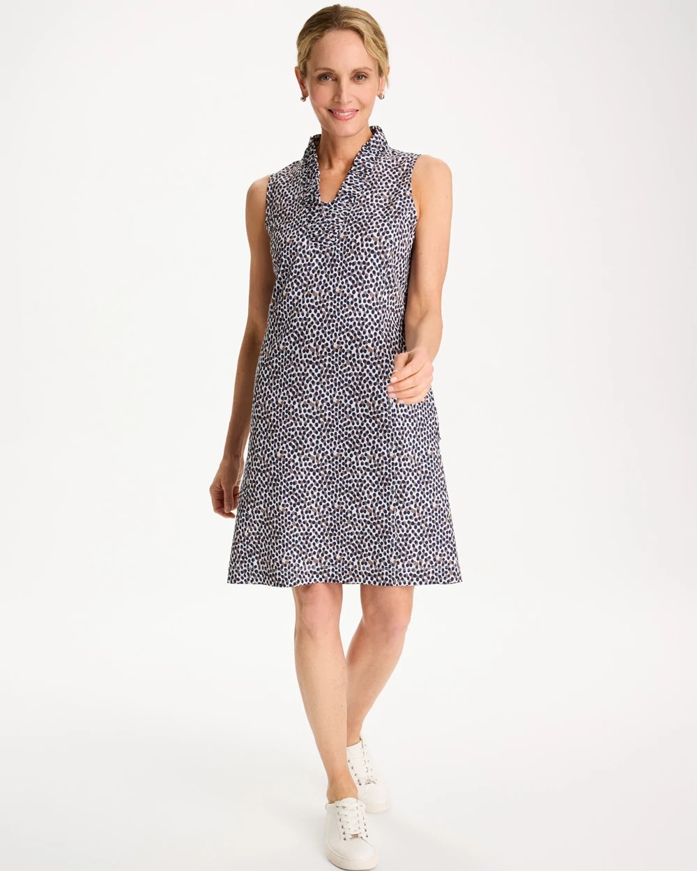 Chico's Zenergy® UPF Ruffle Dress Passport Blue